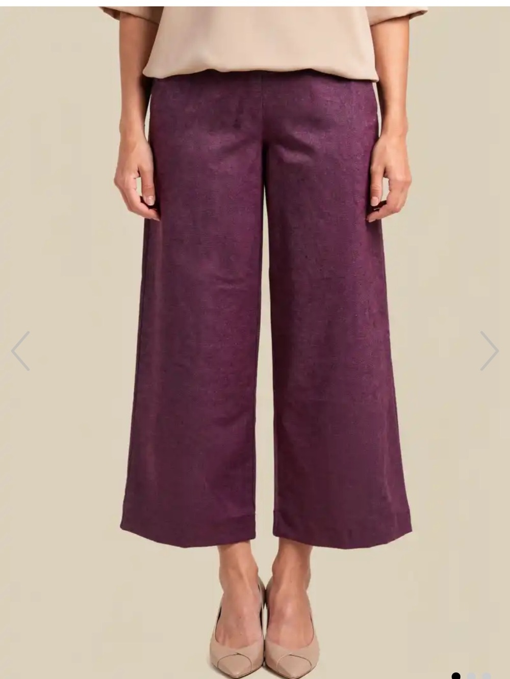 Alembika cropped wide leg pants plum wine color relaxed pull on stretch waist 0